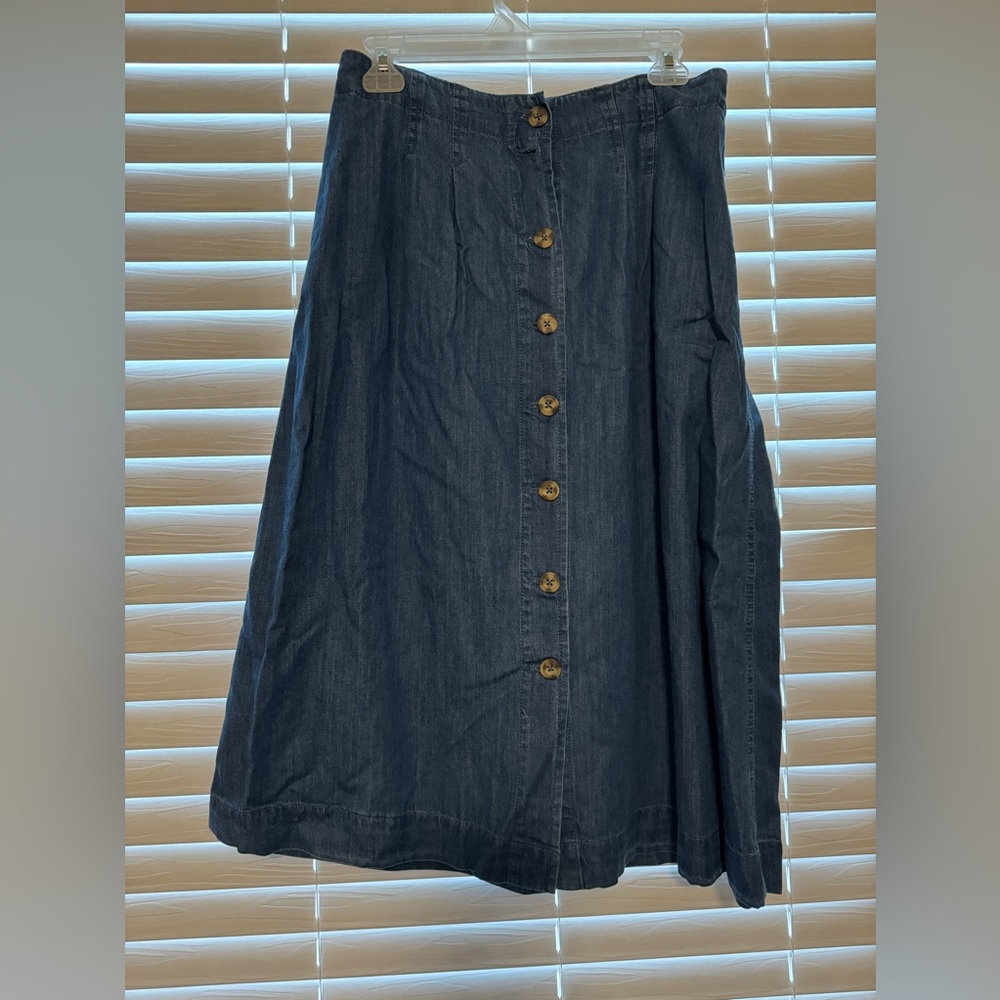 Denim button down midi skirt
